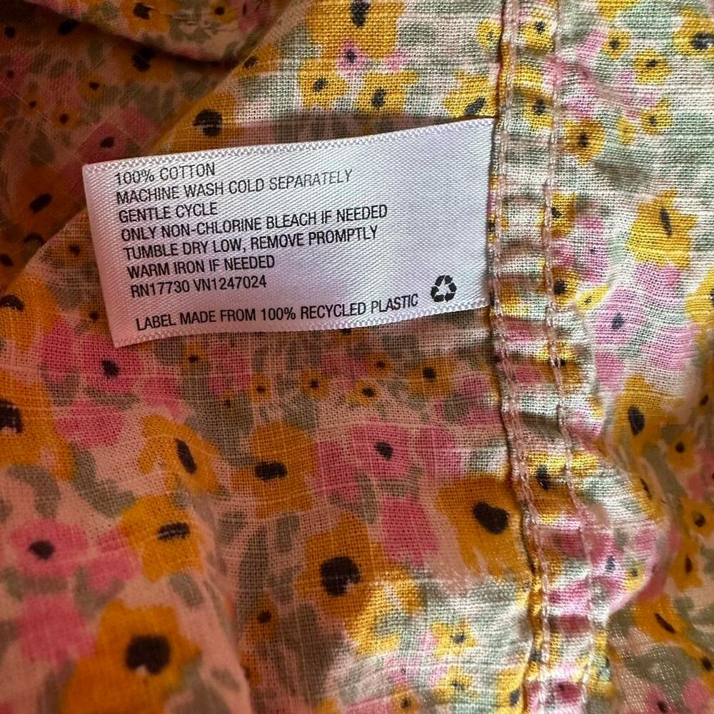 Womens Top Size Small Yellow Floral Button Down Professional Modest Conservative - Picture 6 of 8